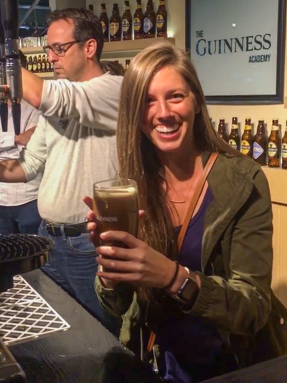 Sara with her perfect pour at the Guinness Storehouse