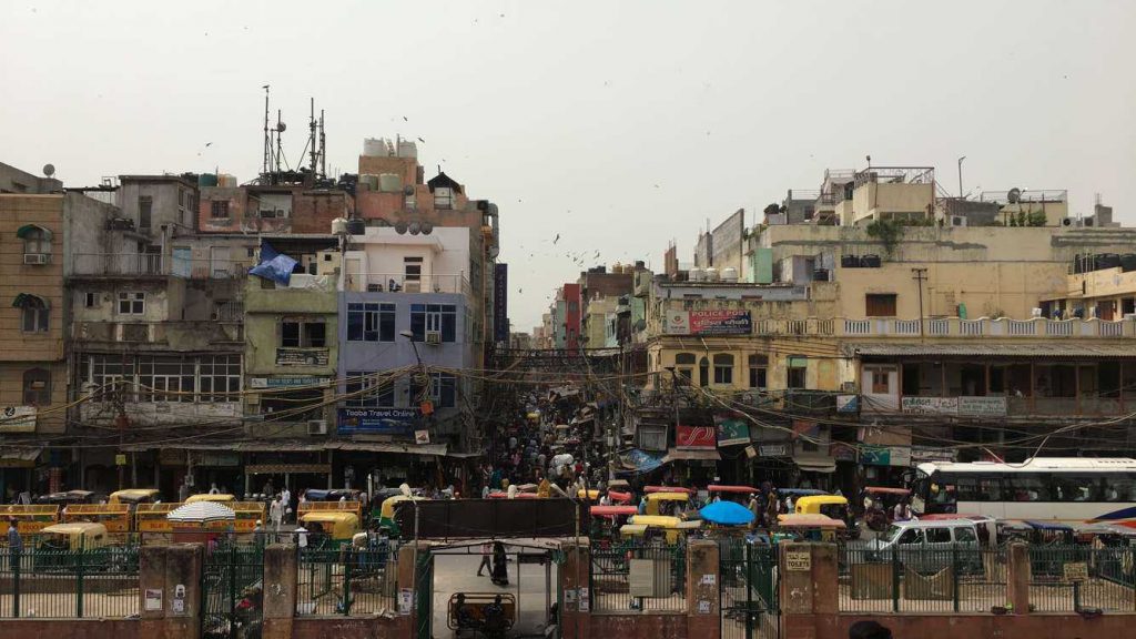 a bustling street in Delhi, India, the first stop on our Golden Triangle tour