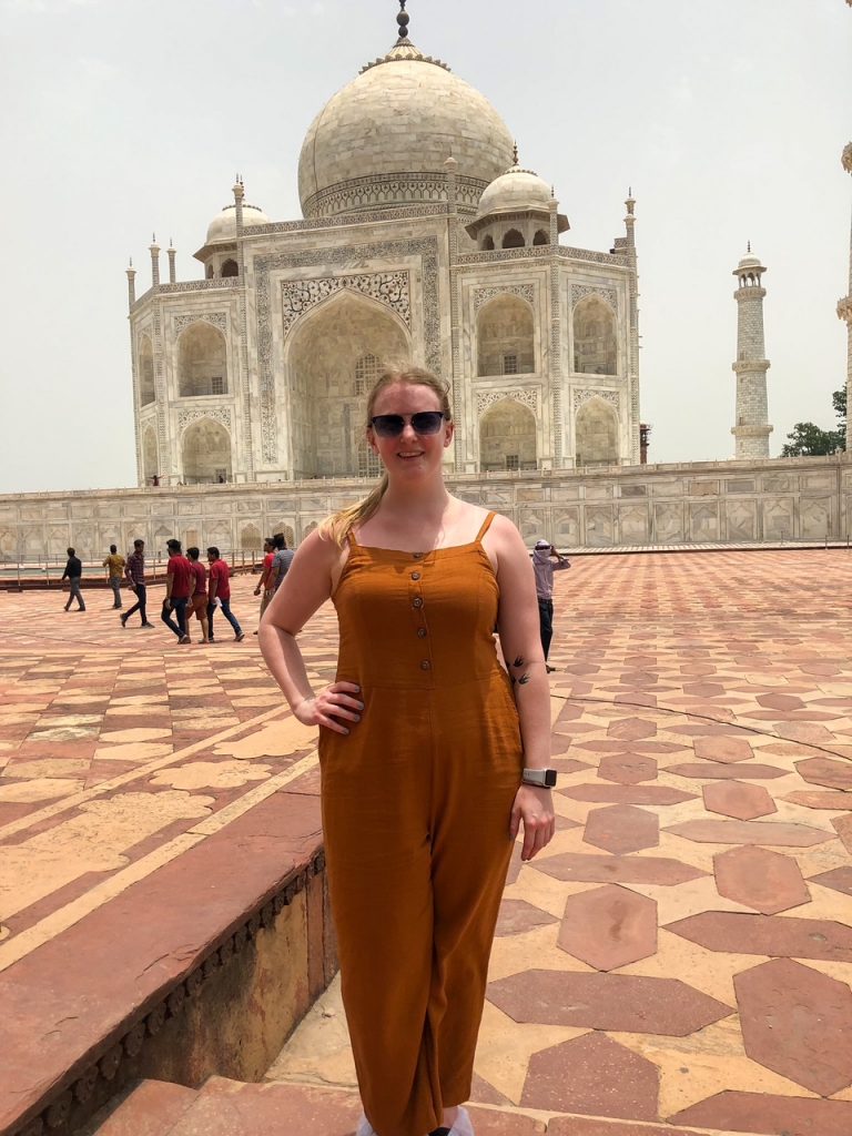 Candace in front of the Taj Mahal