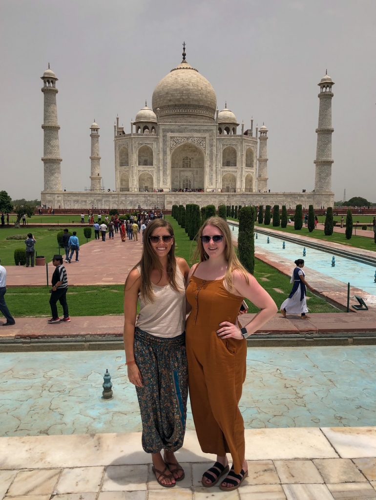 Sara and Candace at the Taj Mahal in Agra
