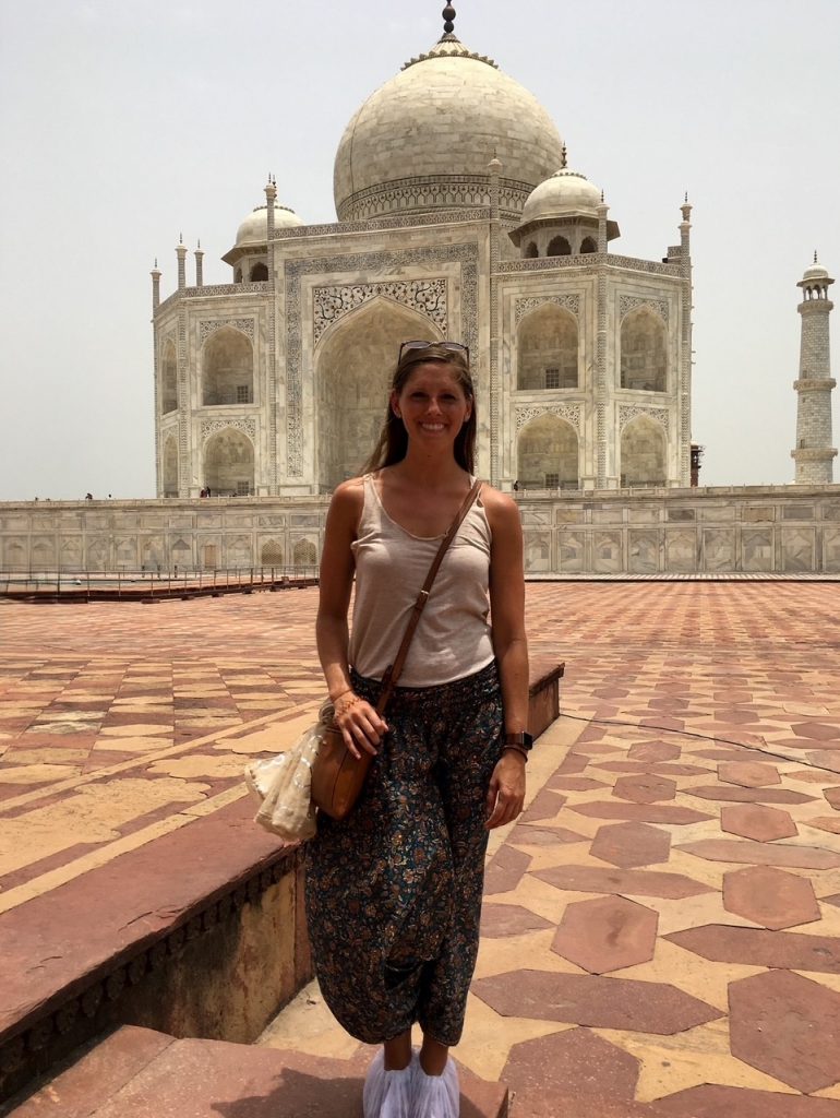 Sara in front of the Taj Mahal in Agra