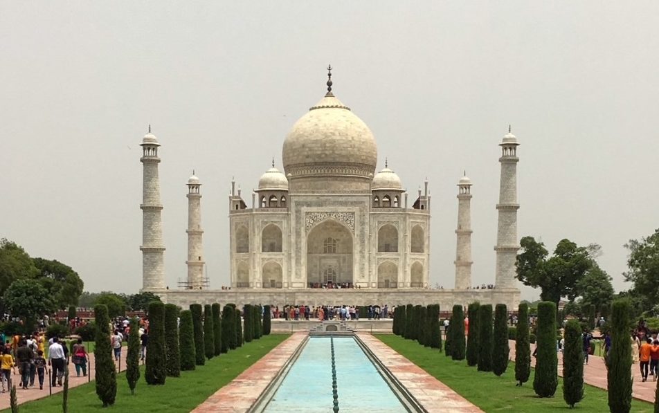 Taj mahal seen from agra fort hi-res stock photography and