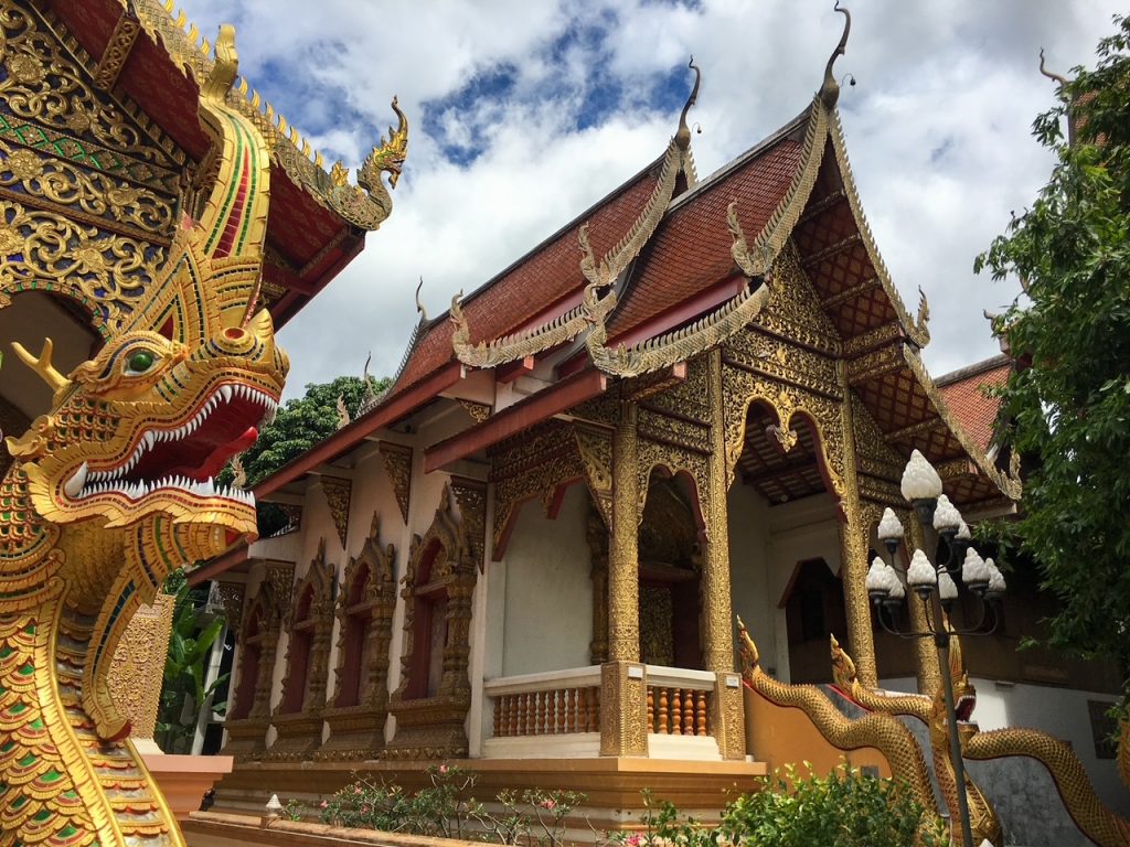 a cool temple and statues in Chiang Mai