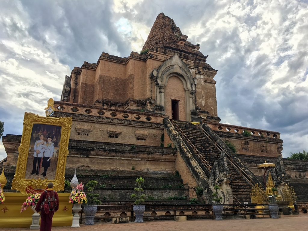 a monk at Wat Chedi Luang, one of the coolest temples in Chiang Mai
