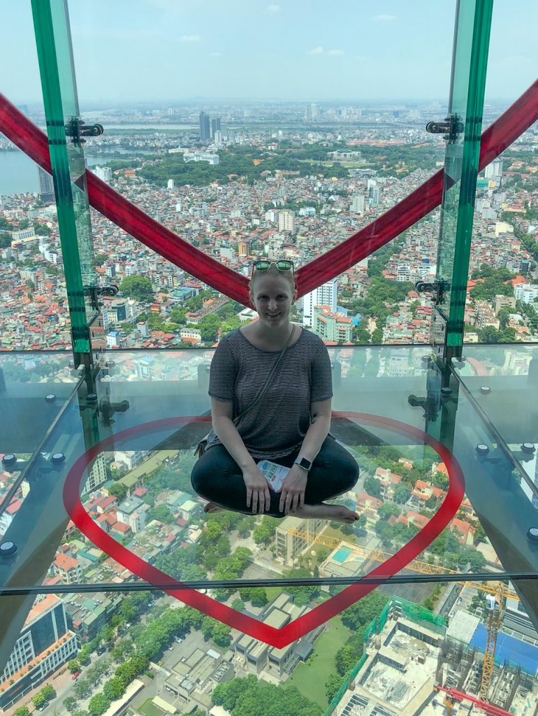Candace at the Sky Lotte Observation Deck in Hanoi