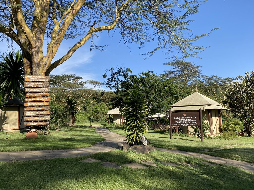 the entrance to Lake Elmenteita Serena Camp in central Kenya