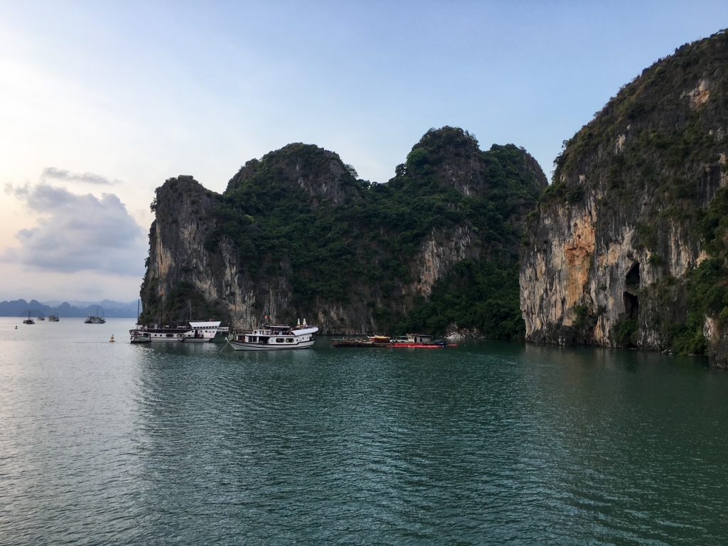 boats floating on Bai Tu Long Bay