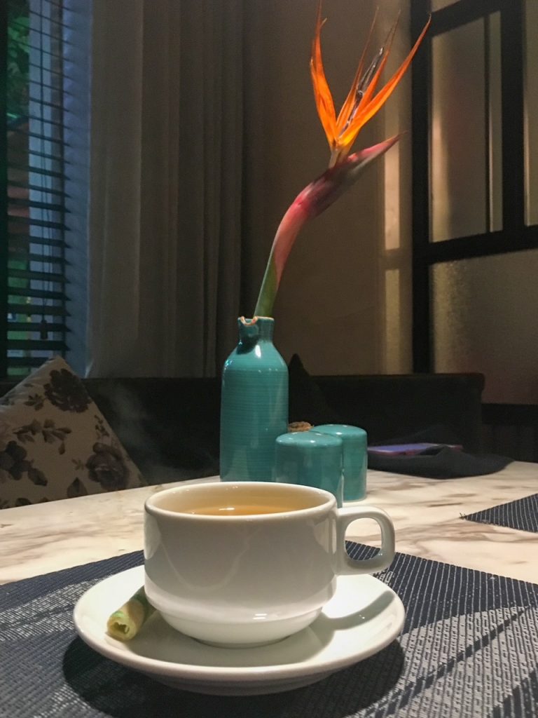 tea at dinner at the Essence Restaurant in Hanoi