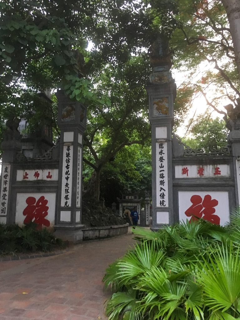 the entrance to Ngọc Sơn Temple in Hanoi
