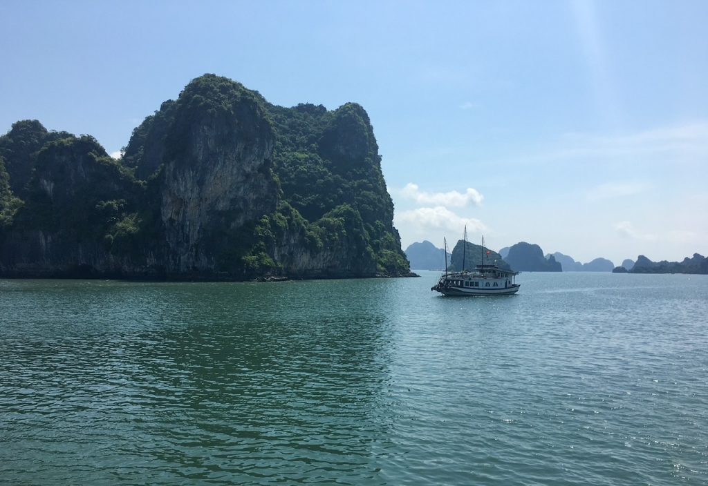 the view from our cruise on Bai Tu Long Bay
