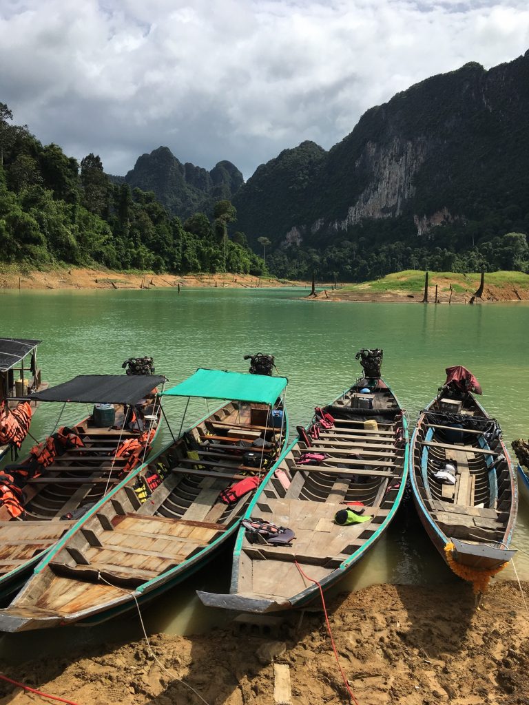 longtail boats in Khao Sok National Park