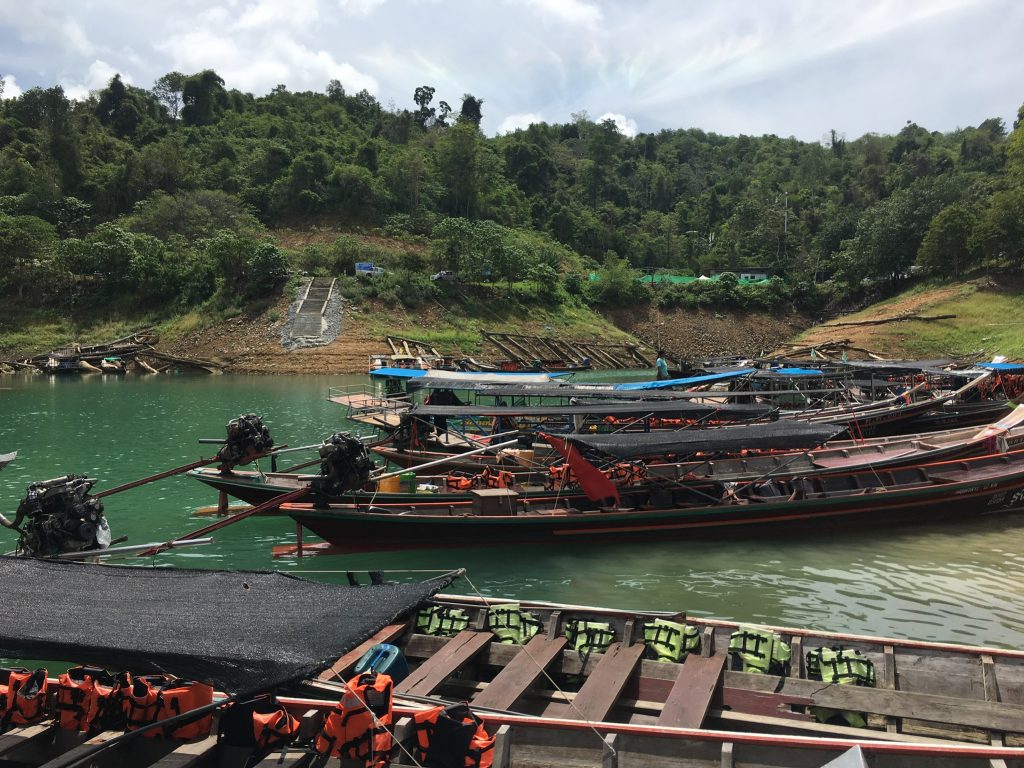 longtail boats Cheow Larn Lake in Khao Sok National Park