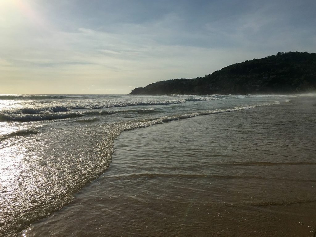 Karon Beach at sunset in Phuket Thailand