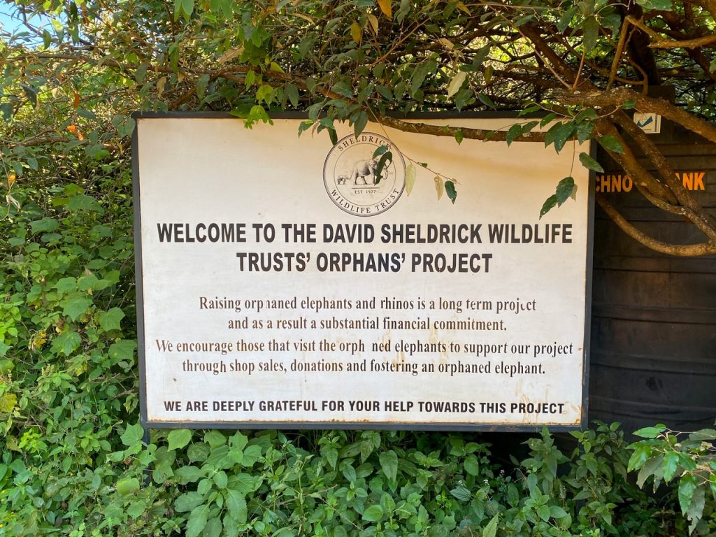 Welcome to the David Sheldrick Wildlife Trusts' Orphans' Project Sign in Nairobi, Kenya