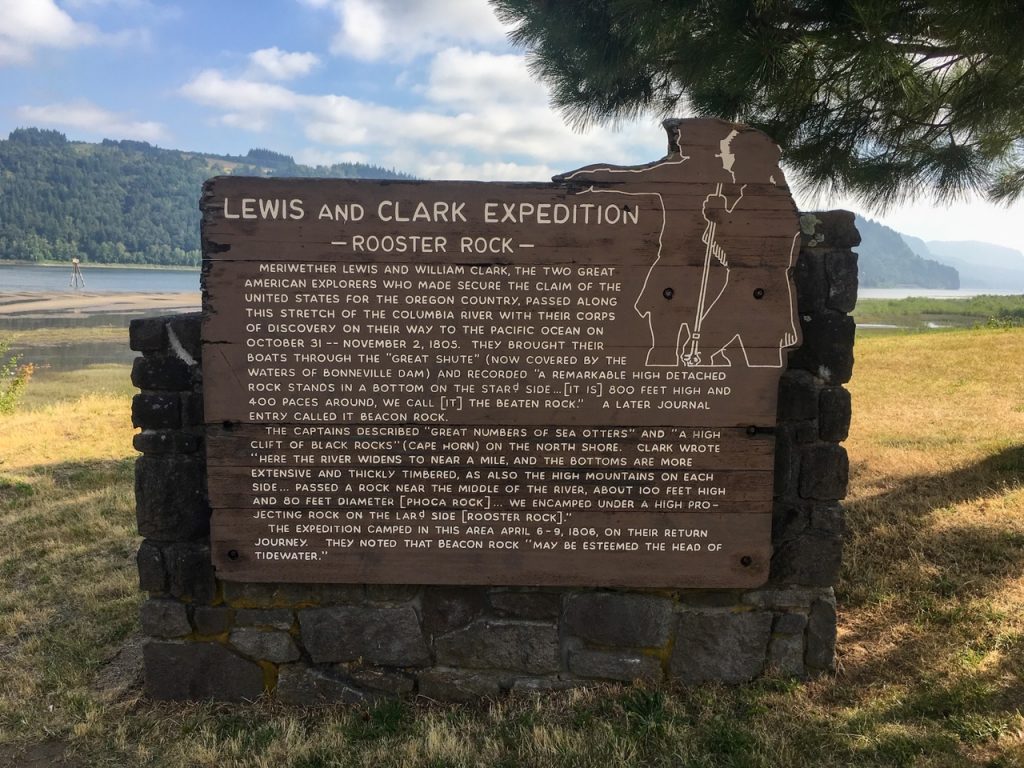 a sign at Rooster Rock State Park