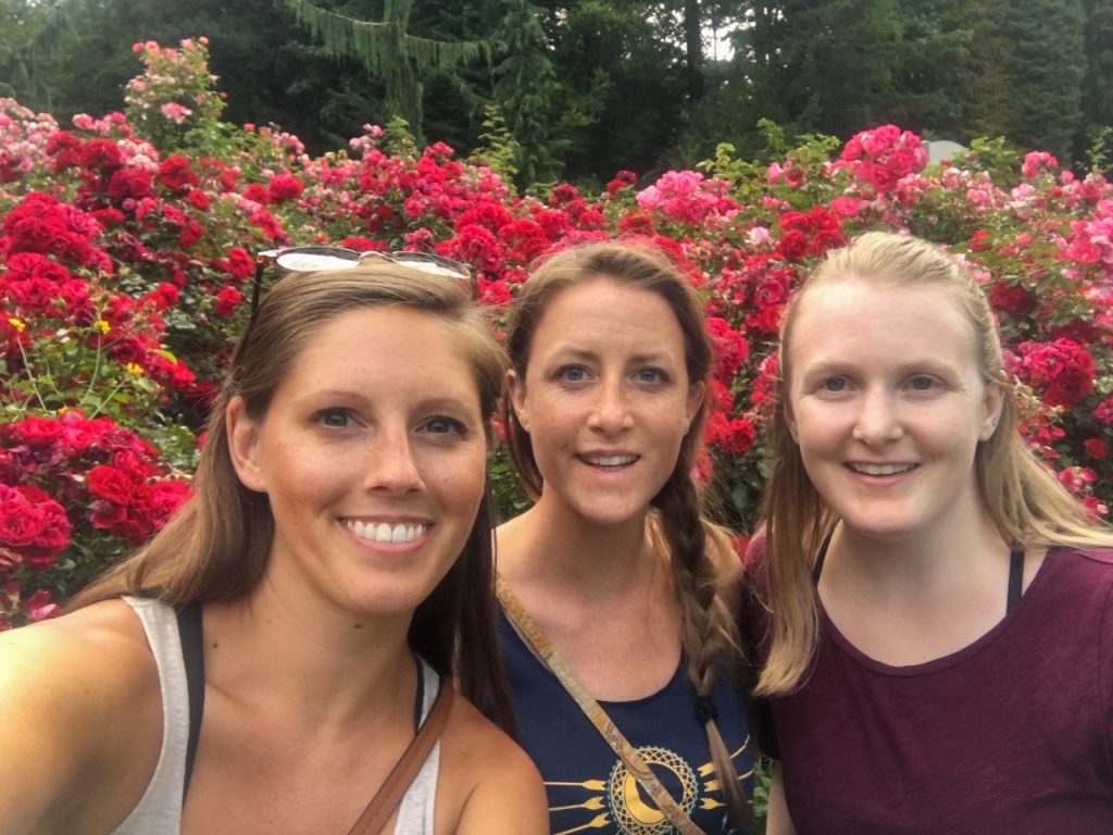 Sara, Courtney & Candace selfie at the Portland International Rose Test Garden