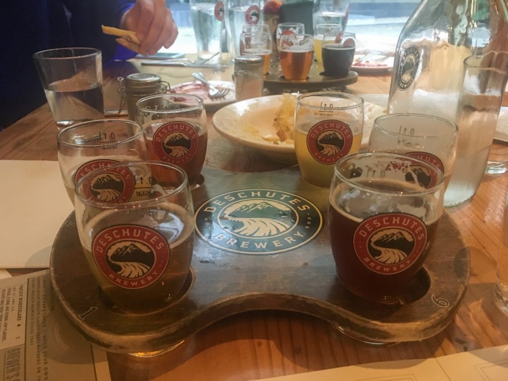 our beer flight from Deschutes Brewery Portland Public House