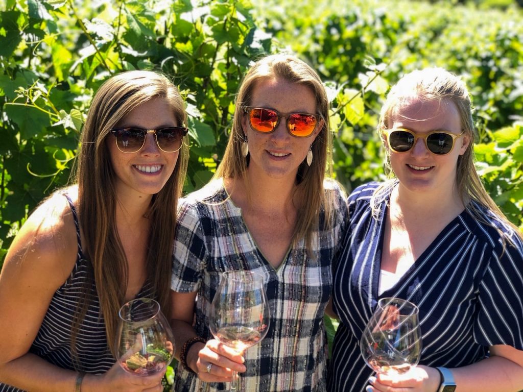 Sara, Courtney & Candace on the patio at Archer Vineyard