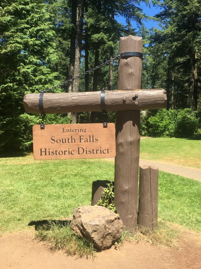 the South Falls Historic District entrance sign
