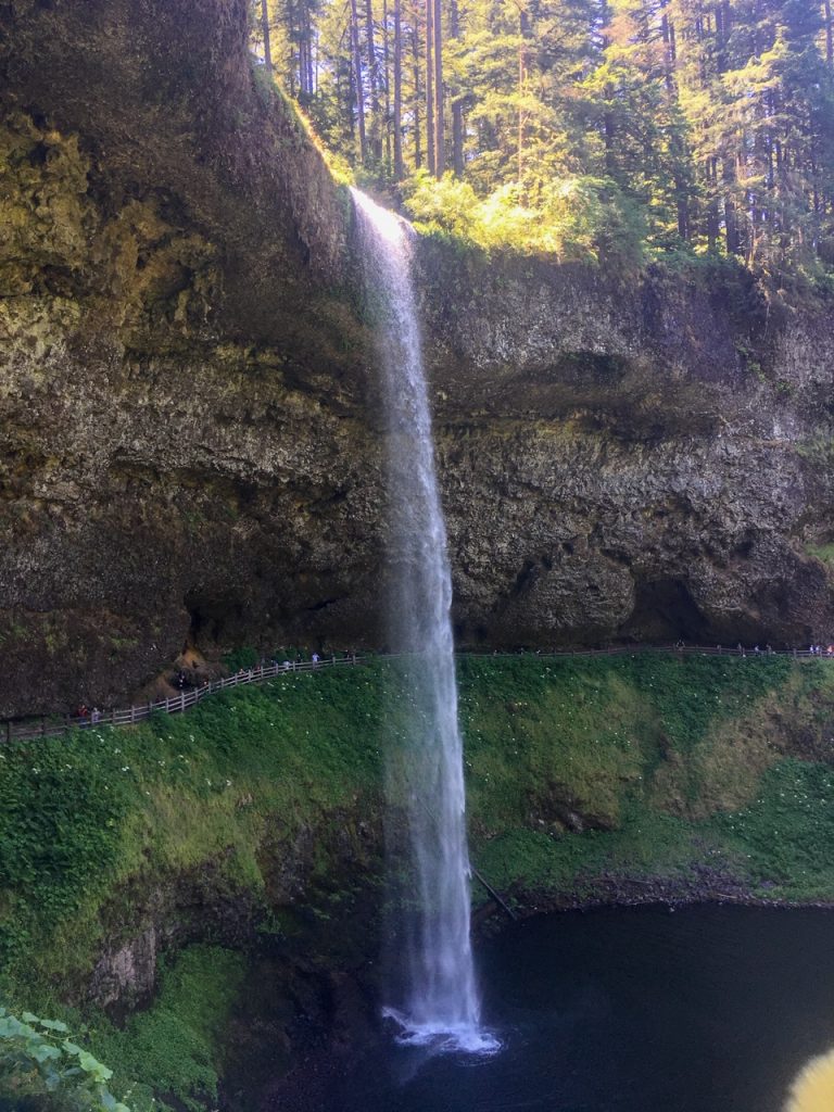 a gorgeous view of South Falls in the South Falls Historic District in Oregon