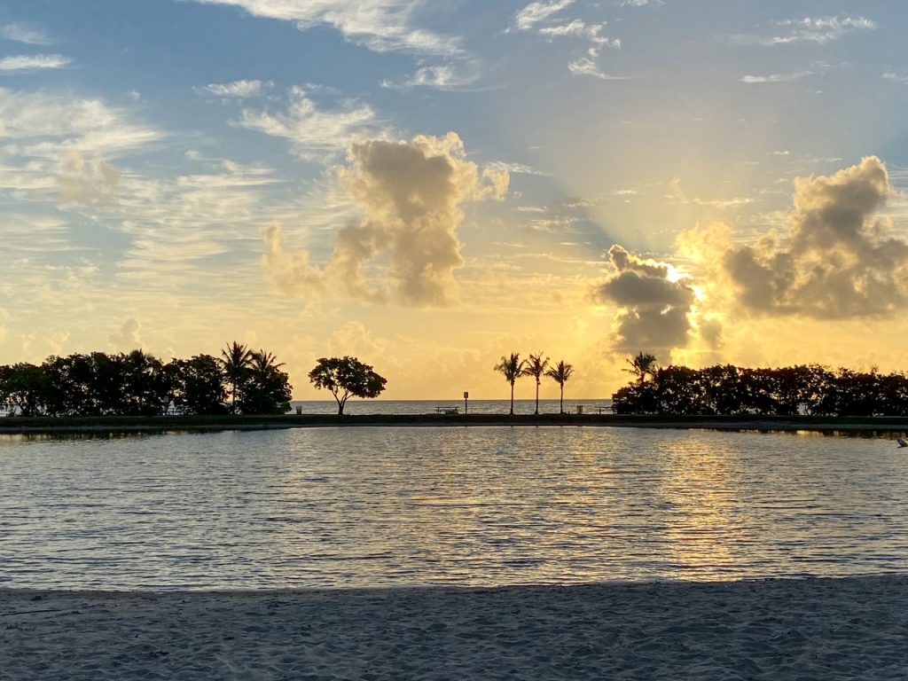 watching the sunrise from Homestead Bayfront Park