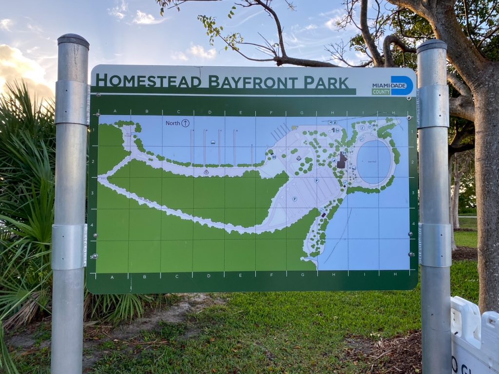 the entrance to Homestead Bayfront Park near Biscayne National Park