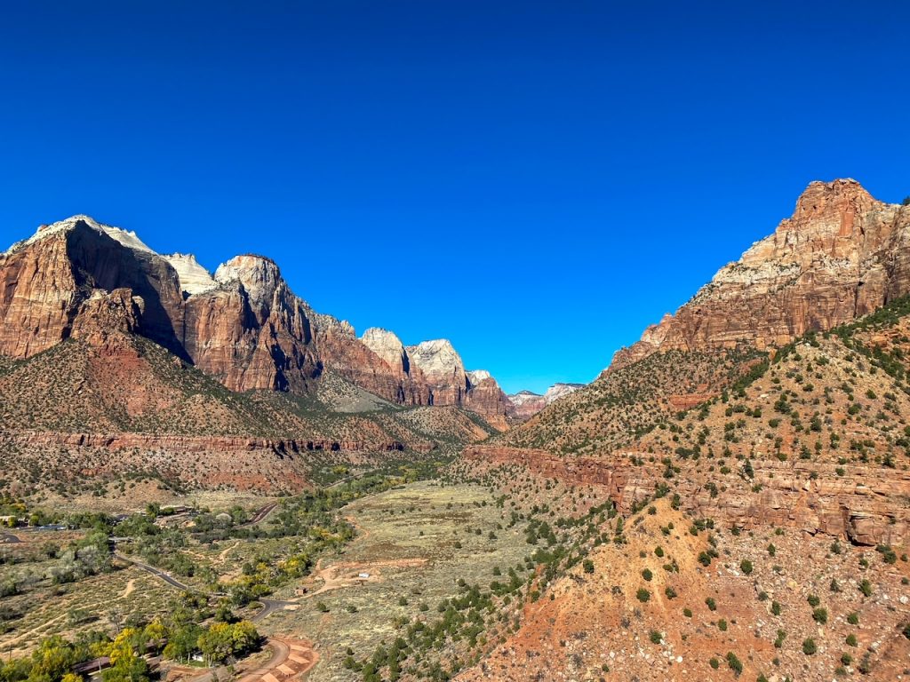 an epic view of Zion National Park from the Watchman Trail