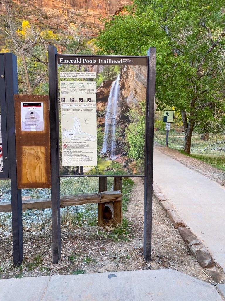 Emerald Pools Trailhead at Zion National Park