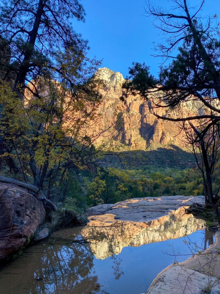 a cool reflection from the Middle Emerald Pools Trail 