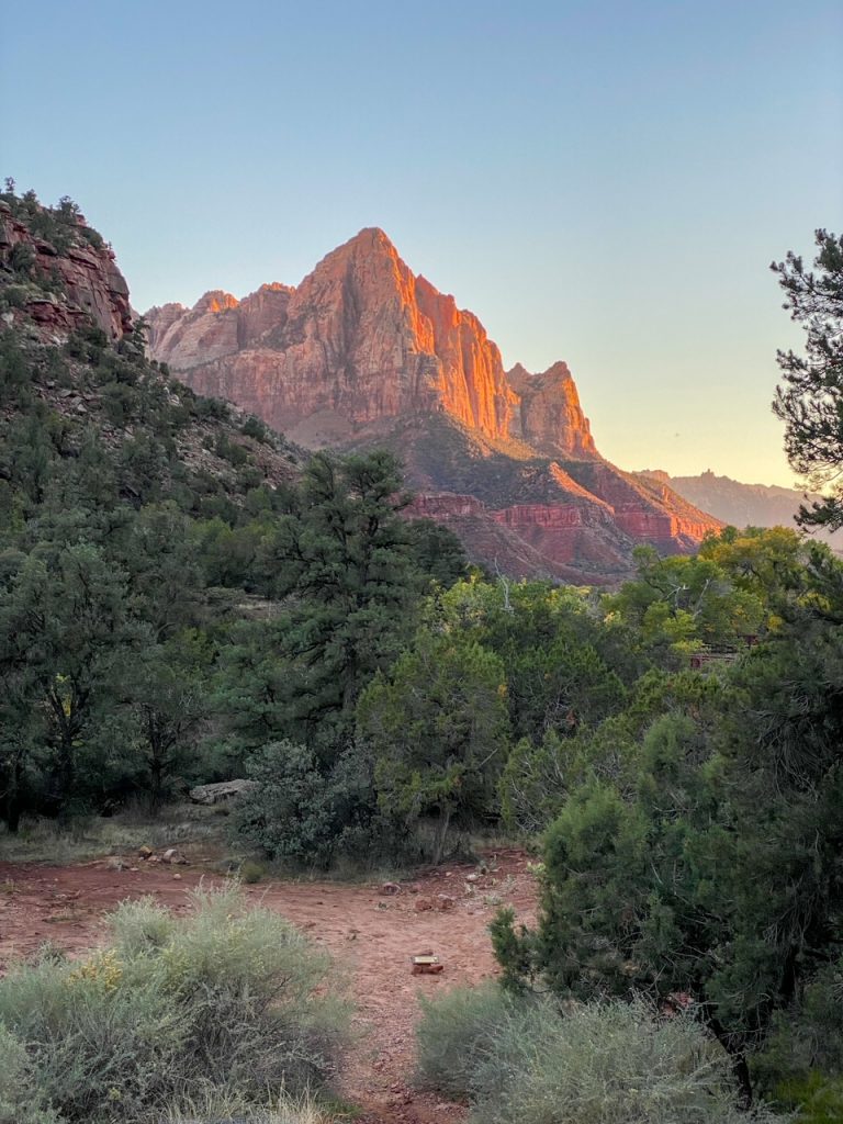 the Watchman at sunset at Zion National Park