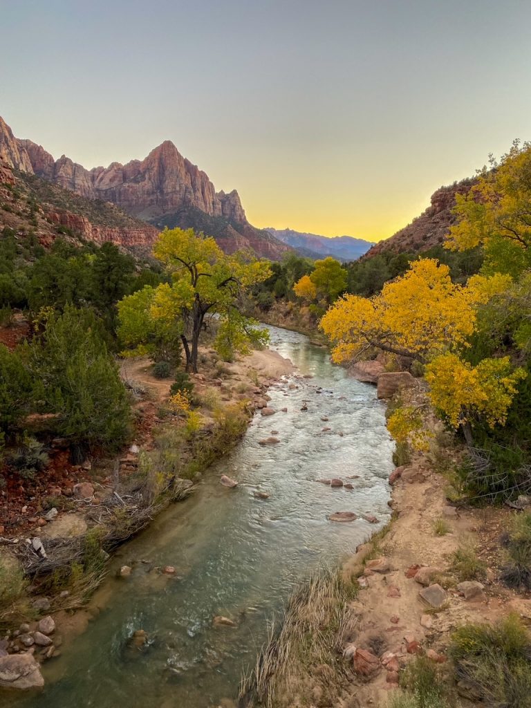 the view from Canyon Junction Bridge in Zion National Park