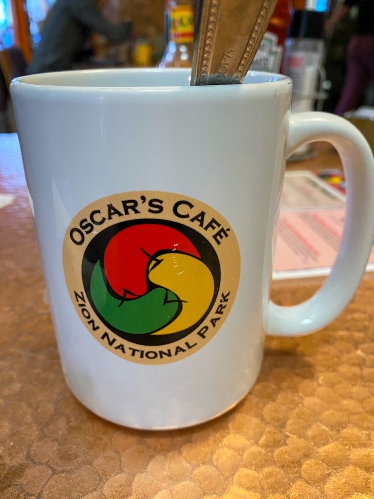 coffee at Oscar's Cafe in Springdale, Utah