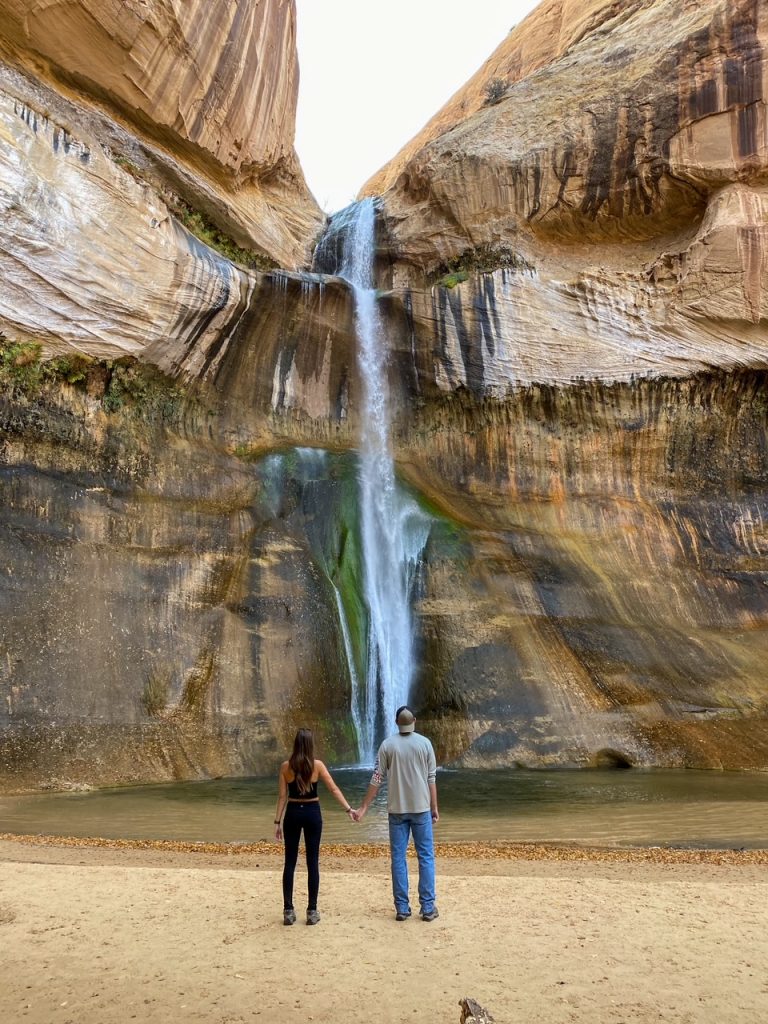 Sara & Tim admiring the incredible Lower Calf Creek Falls