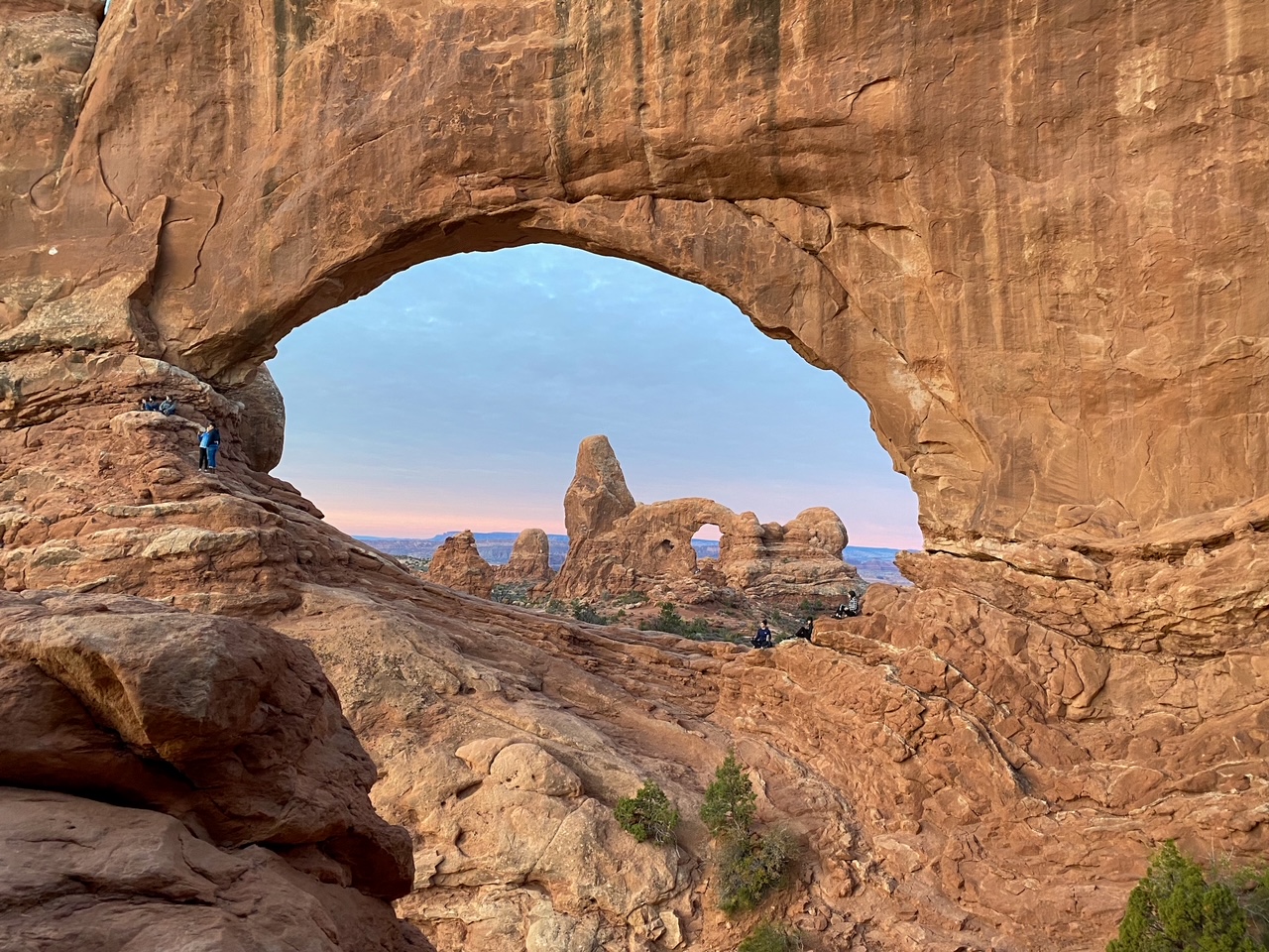 an awesome view of Turret Arch through the North Window at sunrise