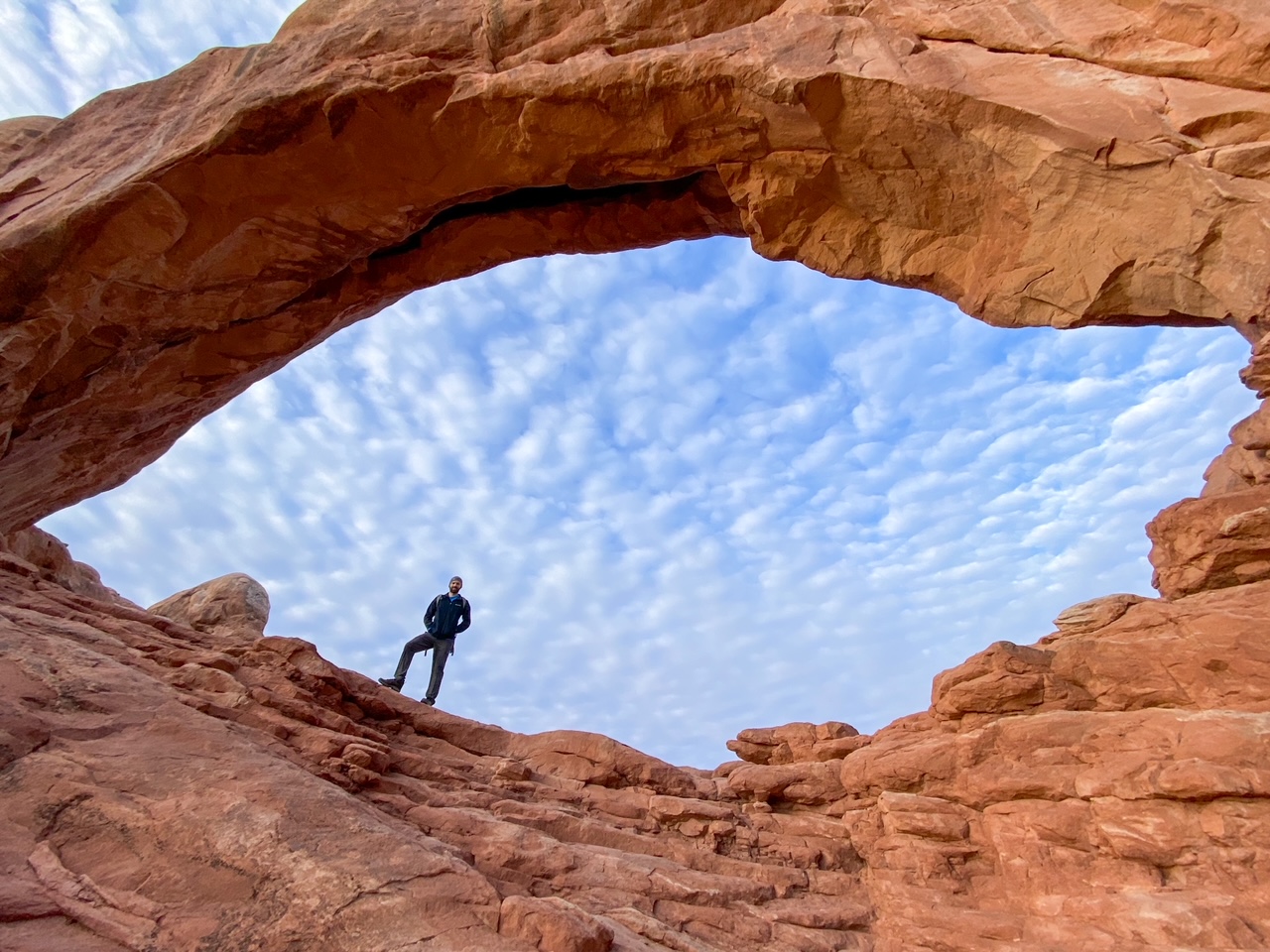 standing under the North Window at Arches National Park