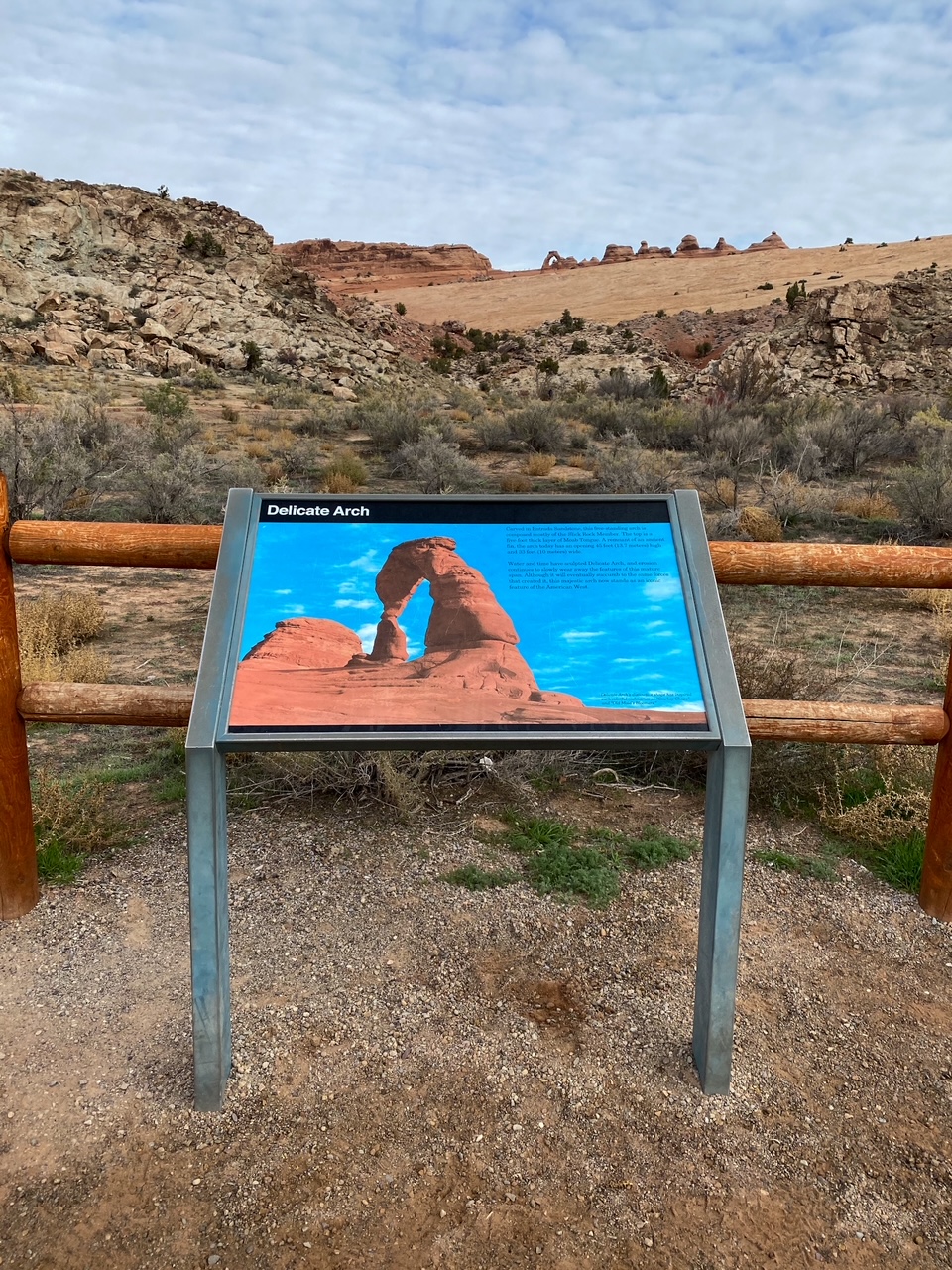 a viewpoint of Delicate Arch, the most popular arch at Arches National Park