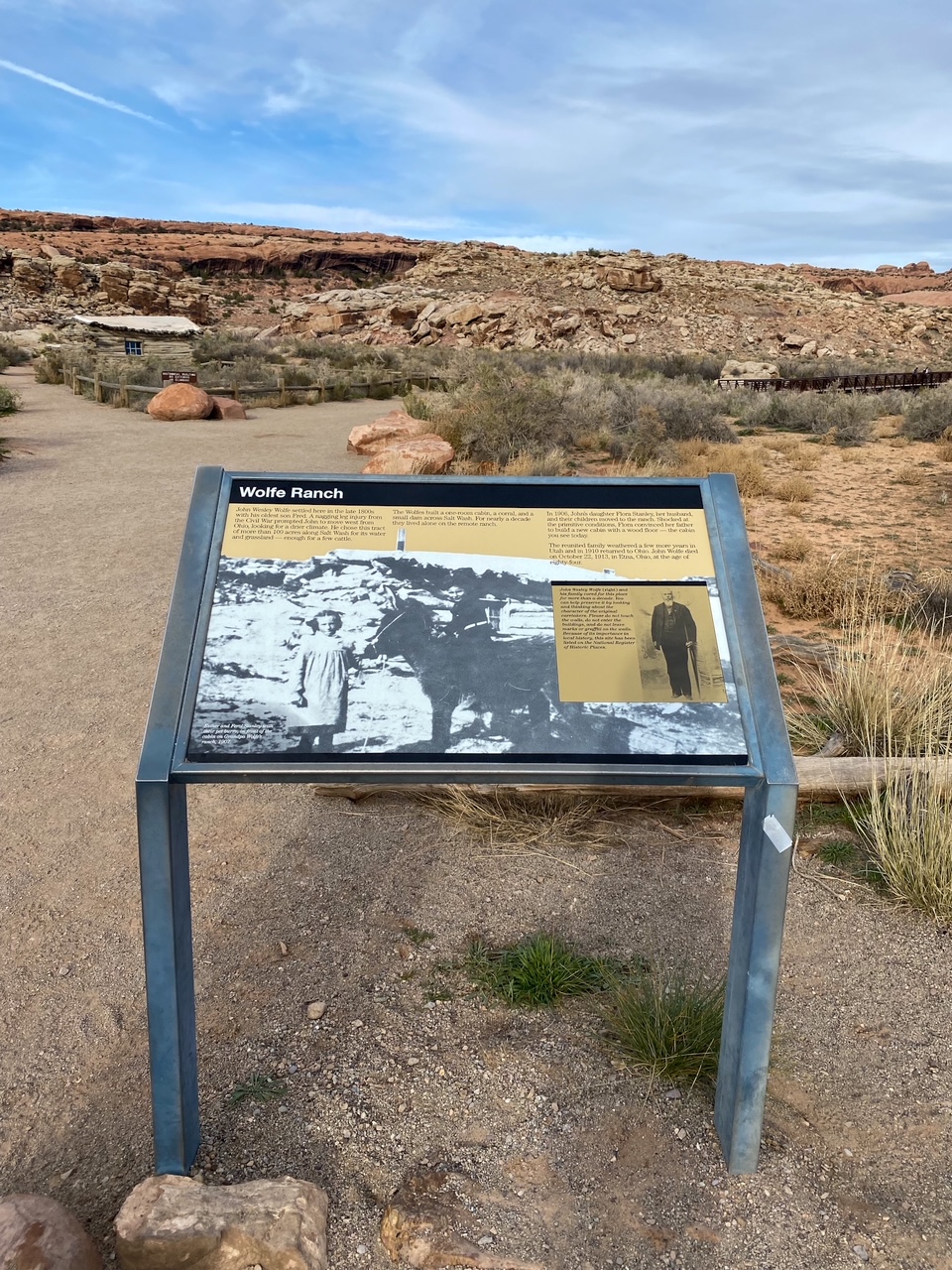 Wolfe Ranch Sign in Arches National Park