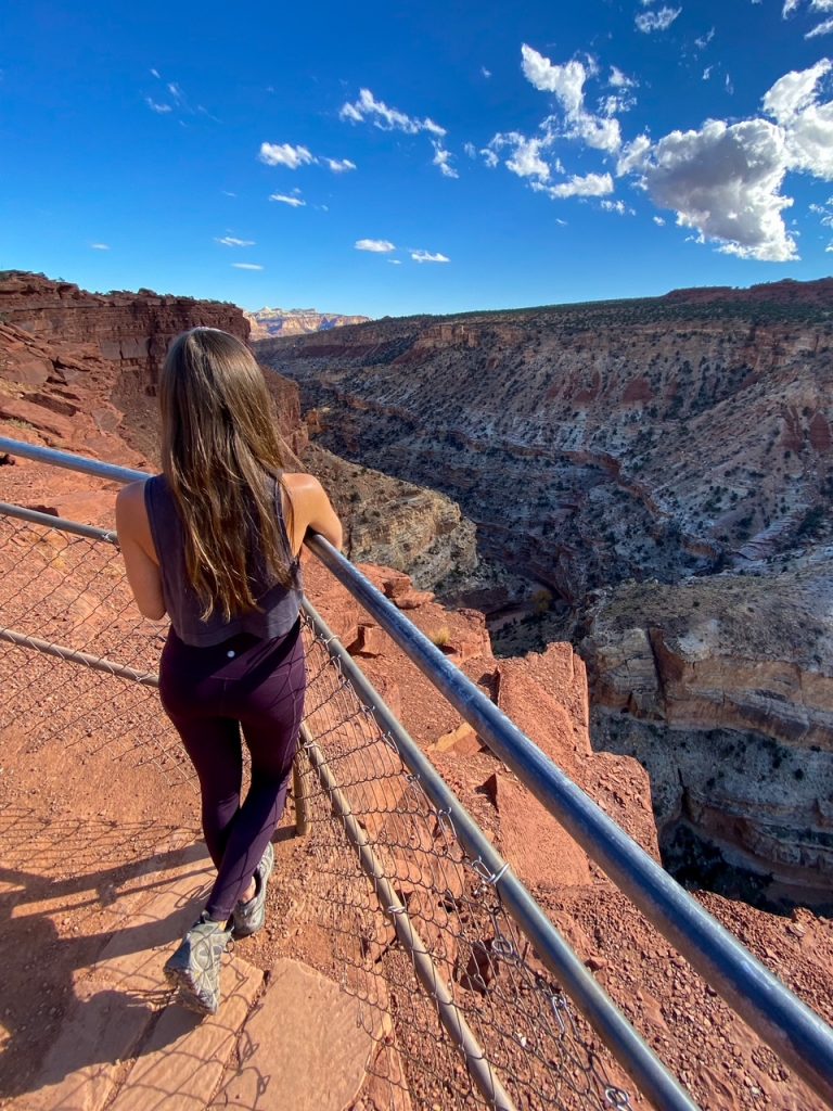 Sara overlooking the Goosenecks in Capitol Reef National Park