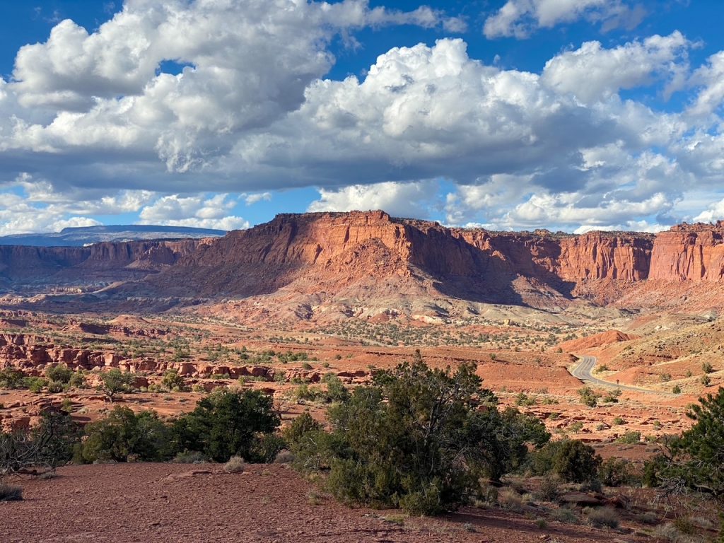 a moody afternoon view along the Scenic Drive in Capitol Reef National Park