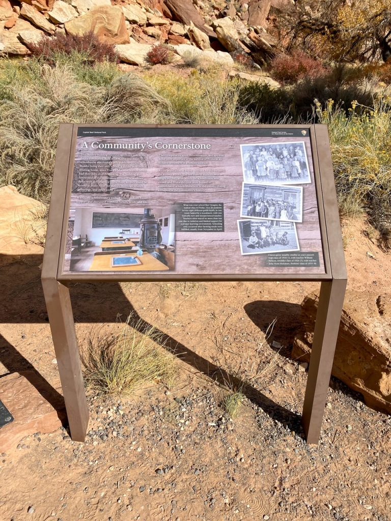 a sign outside the old Fruita Schoolhouse in the Fruita Historic District