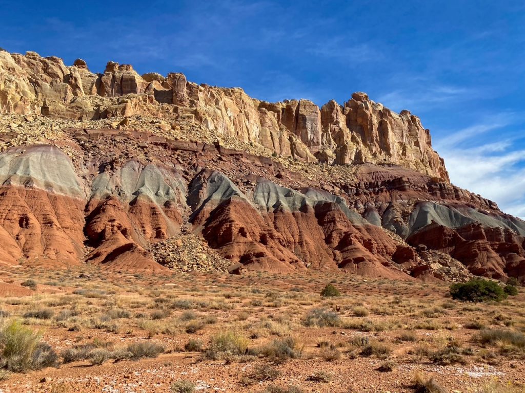 an incredible rock formation along the Capitol Reef Scenic Drive