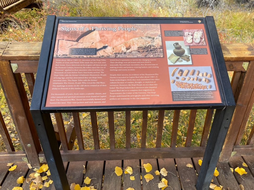 one of the signs at the Fremont Petroglyph Panels in Capitol Reef National Park