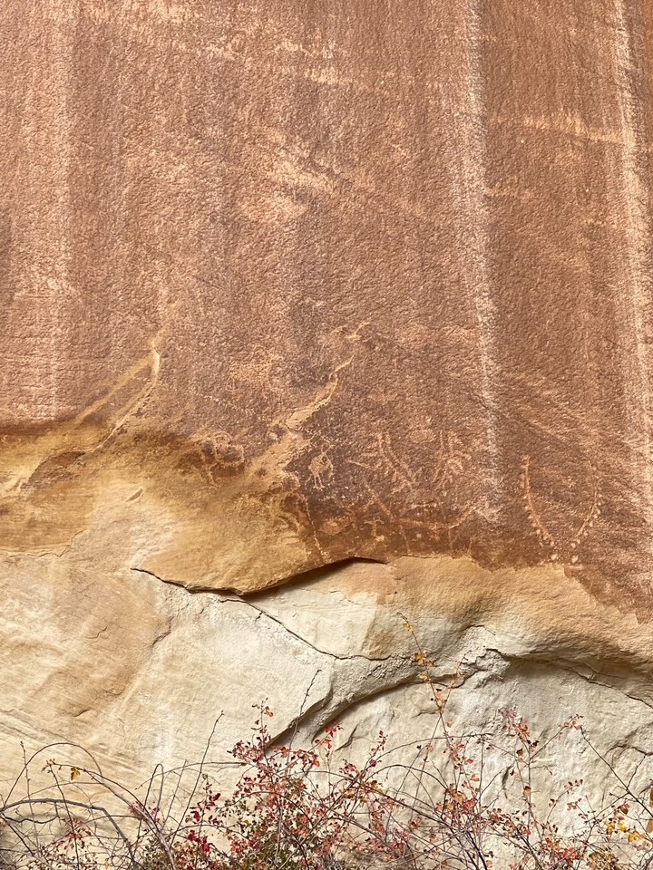 people and animal carvings and designs from the Fremont Culture at Capitol Reef National Park