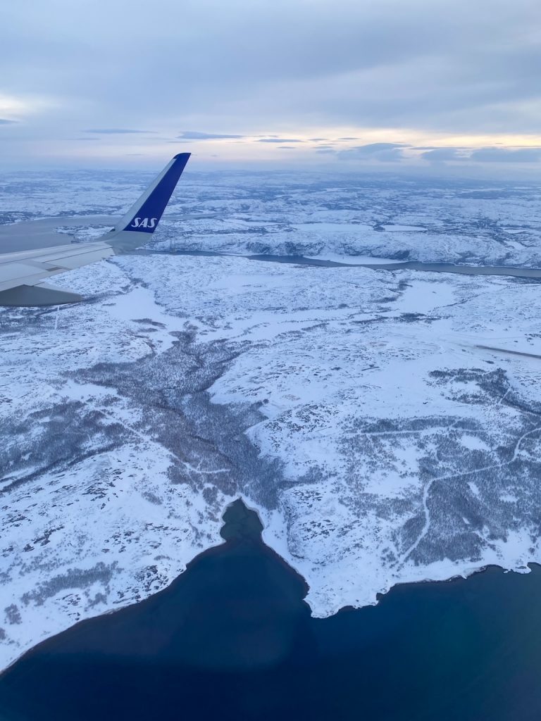 an epic view on the way from Oslo to Kirkenes, Norway via SAS Airlines