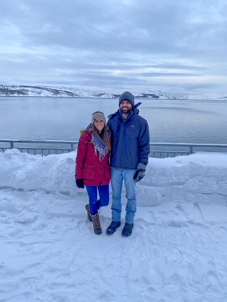 Sara & Tim outside the Thon Hotel Kirkenes