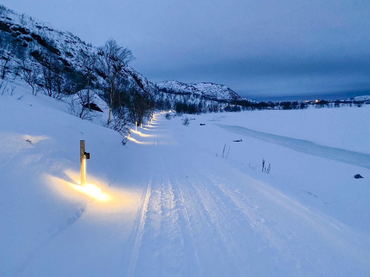 snowshoeing path at the Snowhotel in Kirkenes