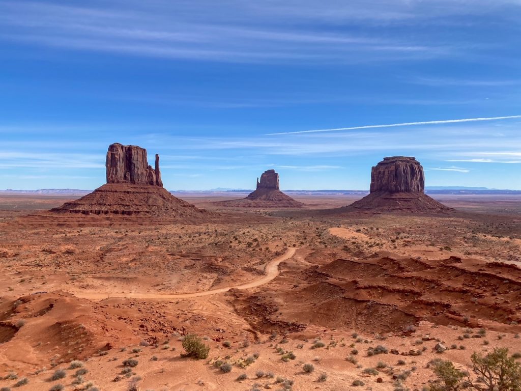 the iconic view from the Monument Valley Navajo Tribal Park Visitor Center