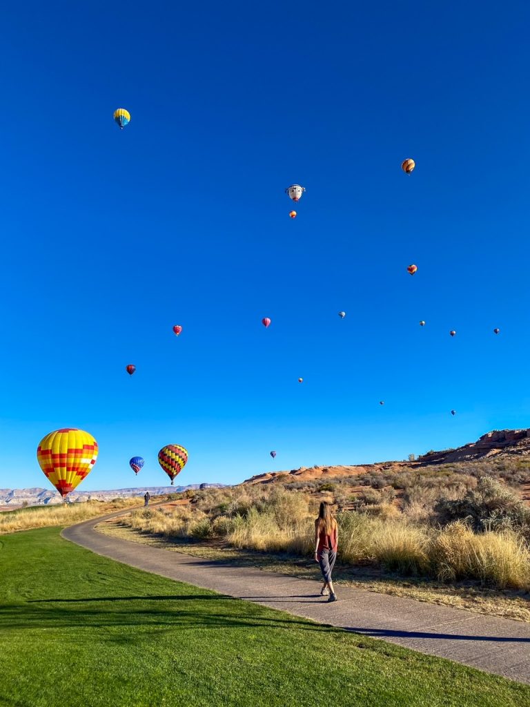 me taking in all of the balloons at the annual Lake Powell Balloon Regatta