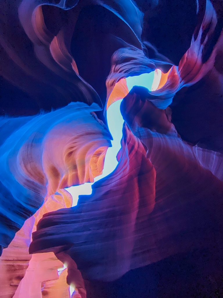 beautiful blue hues inside Lower Antelope Canyon, one of the best things to do in Page, AZ