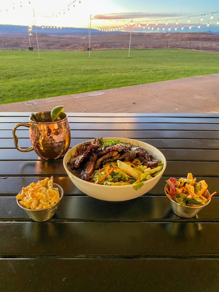 our meal and drink from Sunset 89, one of the best restaurants in Page, AZ